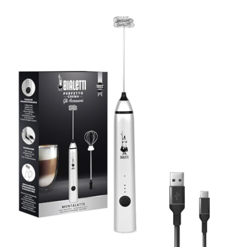 Bialetti Whipper, 3-traps verstelbaar, dubbele kuizen, USB-opladen, roestvrij staal