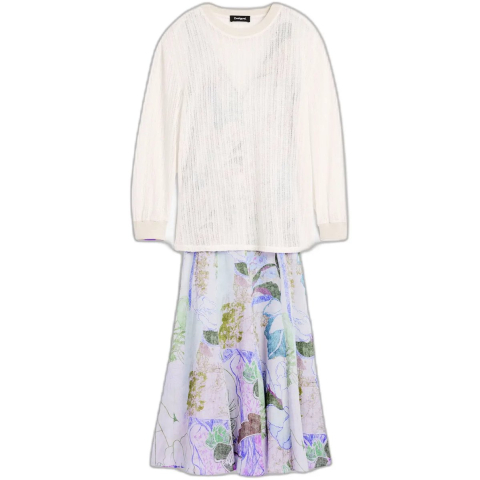 2-in-1 Jurk met Print - MATERIAL FINISHES - M