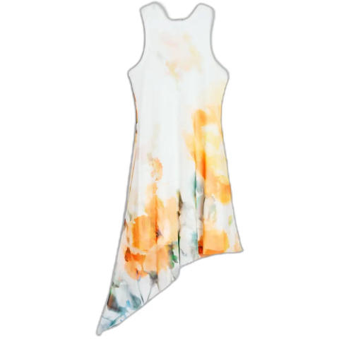Asymmetrische mouwloze jurk - WHITE - M