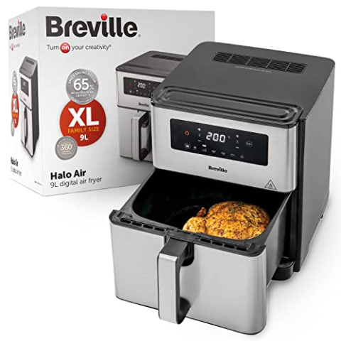 Breville Heteluchtfriteuse, Halo Flexi, 9 liter, design compact, zwart