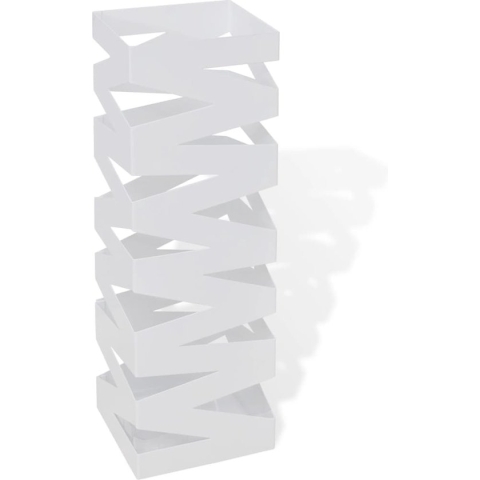 vidaXL-Paraplu--en-wandelstokhouder-strepen-wit-vierkant-staal-48,5-cm