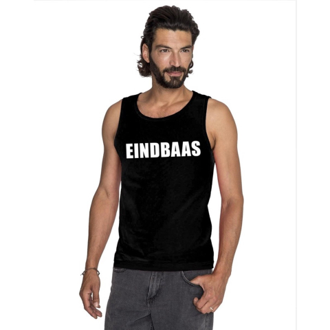Eindbaas tekst singlet shirt/ tanktop zwart heren M -