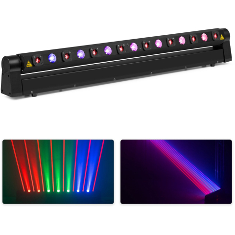 Beamz Hyaden moving ledbar met 7 led's en 8 laser beams