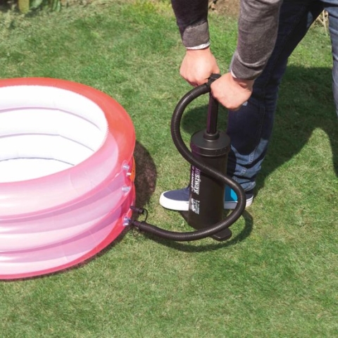 Bestway handpomp - flexibele slang - met 3 ventieladapters - zwart