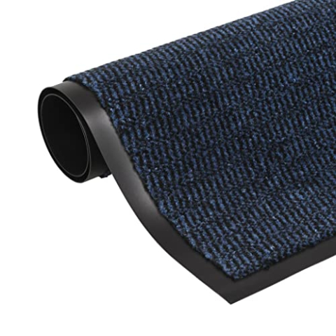 vidaXL Droogloopmat Rechthoekig Getuft 120x180 cm Blauw Deurmat Schoonloopmat