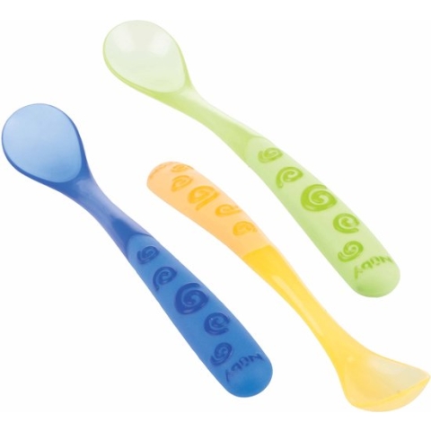 Nûby - Lange babylepels - 3st - Geel, Groen & Blauw