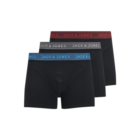 JACK & JONES Boy Trunks 3-pack Trunks Junior, Asfalt/detail: Hawaiian Ocean & Fiery Red, 164