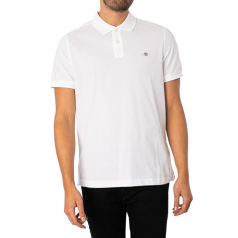 GANT Reg Shield Ss Pique poloshirt voor heren, wit, L