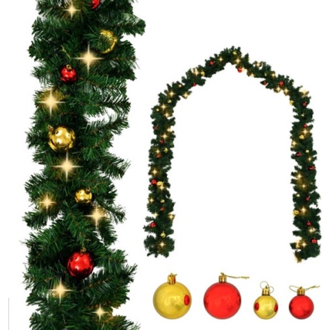 vidaXL-Kerstslinger-versierd-met-kerstballen-en-LED-lampjes-20-m
