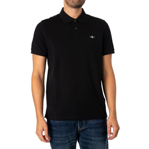 GANT Reg Shield Ss Pique poloshirt voor heren, zwart, L
