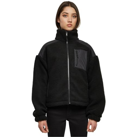 Urban Classics Ladies’ sherpa jacket Tussenseizoensjas zwart S 100% polyester Basics