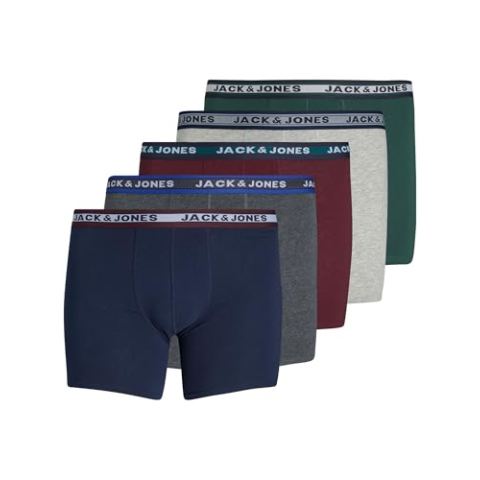 JACK&JONES PLUS Heren Jacoliver Trunks 5 Pack Noos Ps Boxershorts, Dark Grey Melange, EU4XL US2XL