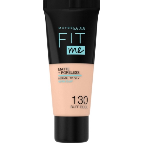 Maybelline New York - Fit Me Matte + Poreless Foundation - 130 Buff Beige - Medium Dekkende Foundation met Matte Finish voor de Normale tot Vette Huid - 30 ml