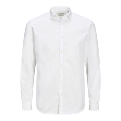 Jack & Jones Heren overhemd plus size loose fit overhemd, Wit/fit: losse pasvorm, 5XL