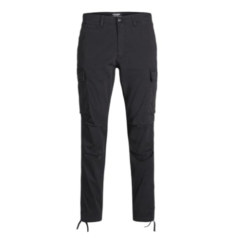 JACK & JONES Carrot fit cargo-broek, Zwart/Details: Solide., 31W / 32L