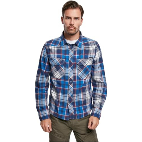 Brandit Check Shirt heren lange mouwen, blauw, XXL