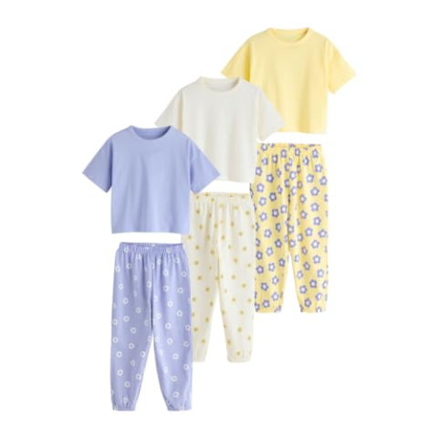 NEXT Meisje Set van 3 pyjama's met joggingbroek Yellow/Blue 104