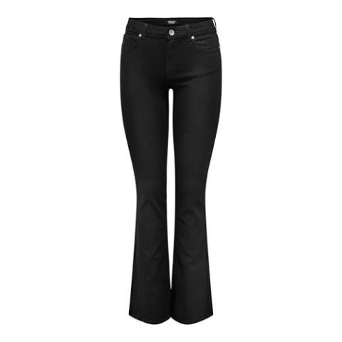 ONLY ONLBLUSH Damesjeans, flared fit, middelhoge taille, flared jeans, zwart denim, XL / 34L