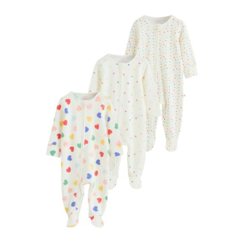 NEXT Babymeisje Set van 3 babypyjama's Blauw/Wit 74-80