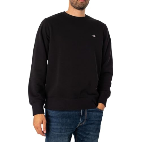 GANT REG Shield C-Neck Sweatshirt, heren, zwart, standaard, zwart, L
