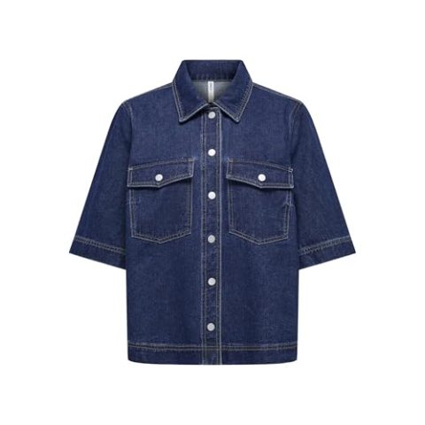 ONLY Onlelle jeanshemd voor dames, donkerblauw (dark blue denim), L