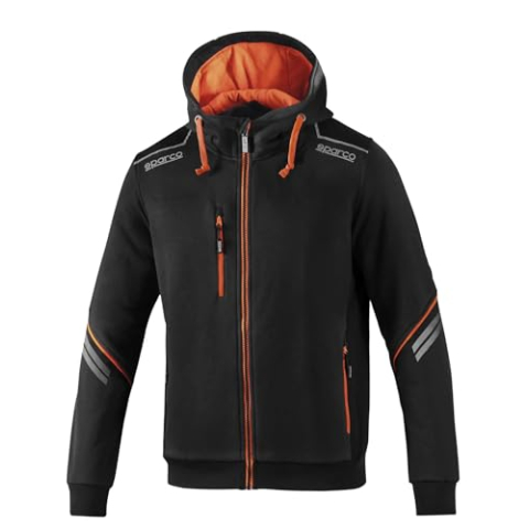 SPARCO Tech Hooded Full Zip Work Utility T-Shirt Uniseks, Oranje, XXL