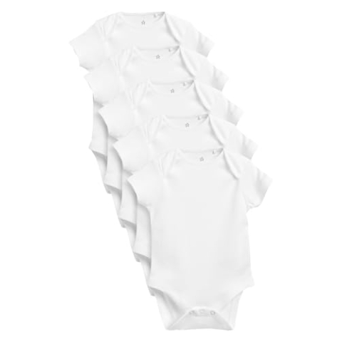 NEXT Pasgeboren Set van 5 babyrompers met korte mouwen Wit Essential 74-80