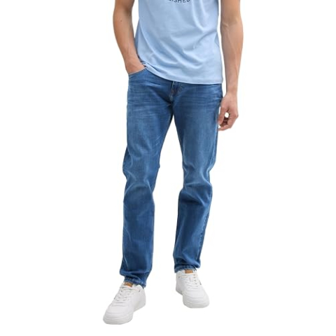 TOM TAILOR Denim Heren Jeans Piers Slim, 10119 - Used Mid Stone Blue Denim, 31W / 34L
