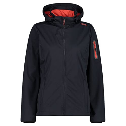CMP Damesjas van licht softshell met afneembare capuchon, 39A5016 (54, antraciet), Zwart