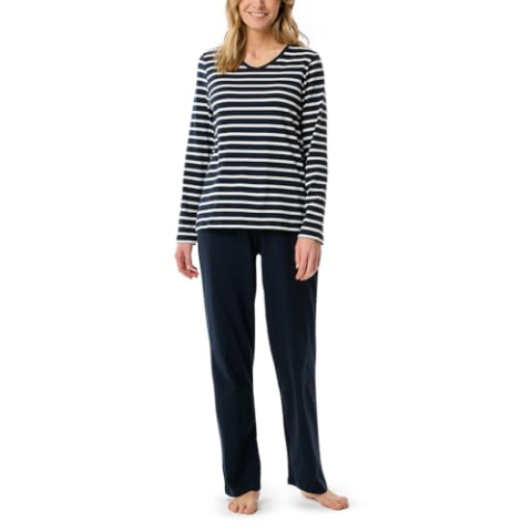 Schiesser Damen Schlafanzug lang Set weiche Baumwolle - Nightwear
