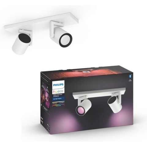Philips Hue Argenta Opbouwspot - White and Color Ambiance - GU10 - 2 x 5,7W - Wit - Bluetooth