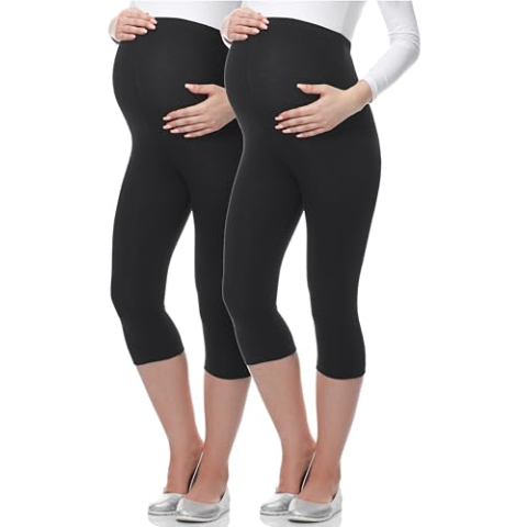 Be Mammy Vrouwen Zwangerschaps 3/4 Legging 03 2 Pack (Zwart/Zwart, S)