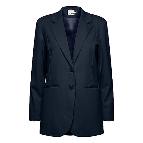 ICHI IHKATE SUS oversized BL damesblazer, lange blazer met knopen, stretch en reverskraag, Total Eclipse (194010)., L