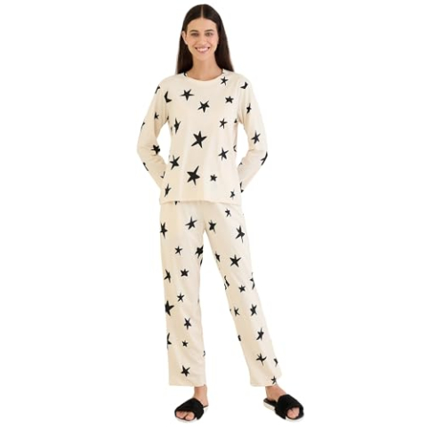 Sweet Dreams Damespyjama-set, bedrukt, wit, maat 42