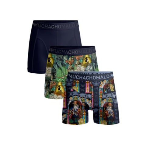 Muchachomalo Heren Boxershorts 3-Pack, Print, Katoen, Elastische Tailleband