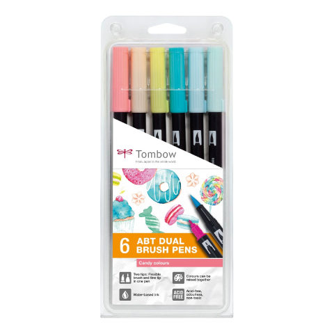 Tombow ABT Dual Brush Pen set - 6 stuks - candy colours