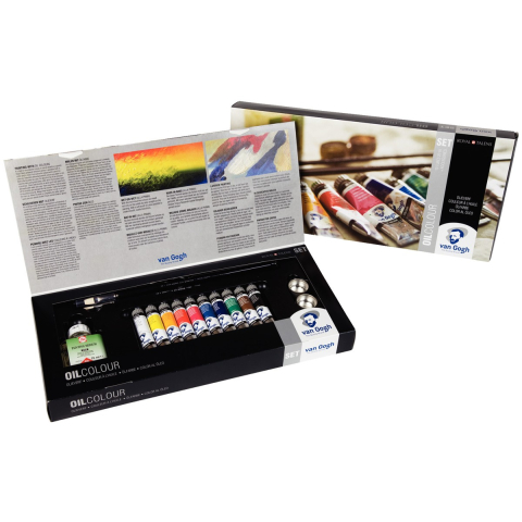van Gogh olieverf advanced set - 10 kleuren/20 ml + accessoires