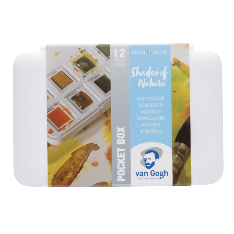 van Gogh aquarelverf pocketbox - 12 halve napjes - natuurtinten