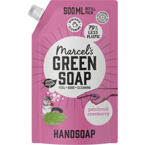 Marcel's Green Soap Handzeep Navulling Patchouli & Cranberry - 500 ML
