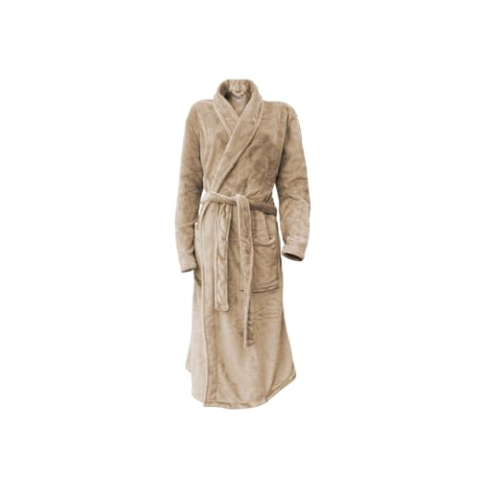 LINNICK Flanel Fleece Badjas Uni - shady sand - L