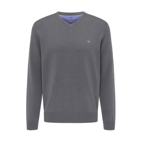 FYNCH-HATTON Herentrui met V-hals, staal, XL