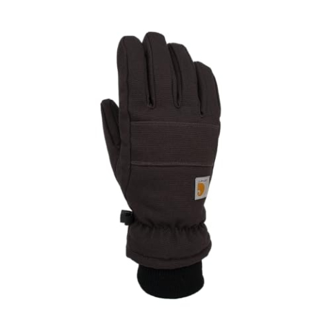 Carhartt Mannen Geïsoleerde Eend/Synthetisch Leer Breien Manchethandschoen Koud Weer, Zwart, M