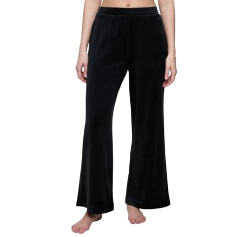 Sensual velours brede pijpen 01 zwart, zwart, 40