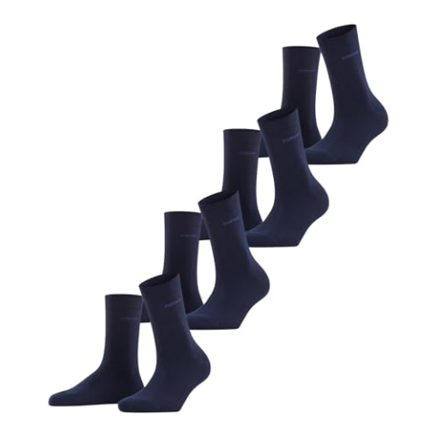 ESPRIT Dames Sokken Solid W So katoen eenkleurig multipack, Blauw Marine 6120, 36-41