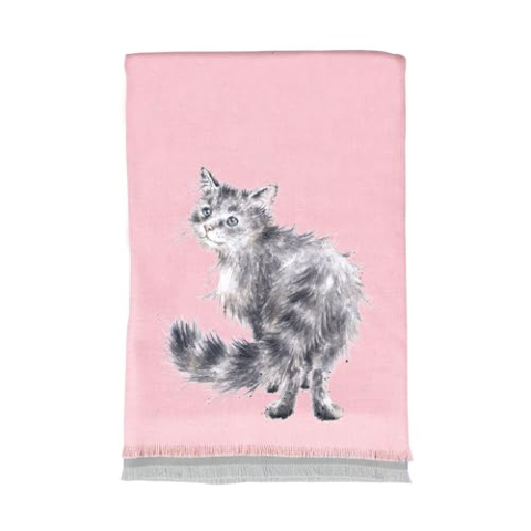 Wrendale Designs - Winter Sjaal, Roze - Kat, Eén maat