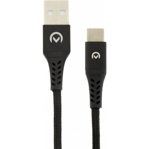 USB 2.0 Kabel USB-C Male - USB A Male Gevlochten nylon 0.2 m Zwart