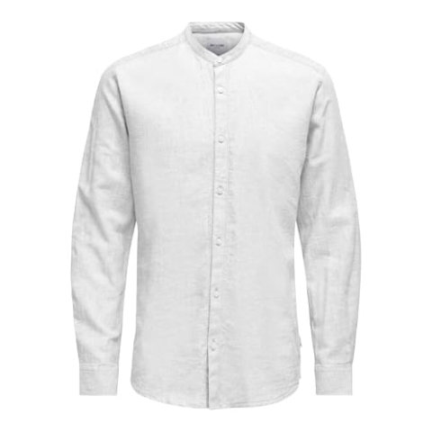 ONLY & SONS Effen herenoverhemd, wit, S