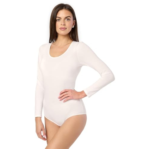 Merry Style Dames Body met Lange Mouwen BD900 (Ecru, M)