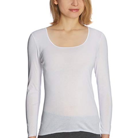 Schiesser Damen Spenzer langarm Unterhemd - Luxury Baumwolle