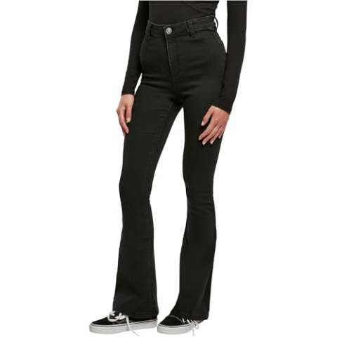Urban Classics Damen Hose Ladies Super Stretch Bootcut Denim Pants black stone washed 34